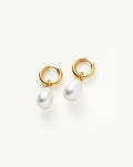 Baroque Pearl Drop Tunnel Mini Hoop Earrings | 18ct Gold Vermeil/Pearl