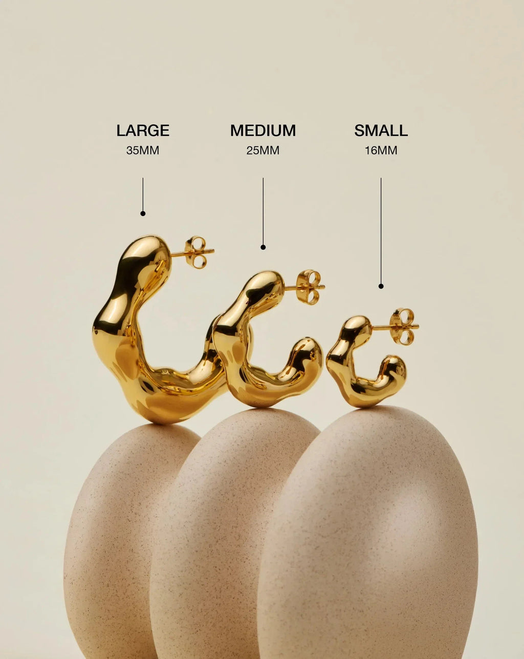 Eny Puffy Small Hoop Earrings | 18ct Gold Plated