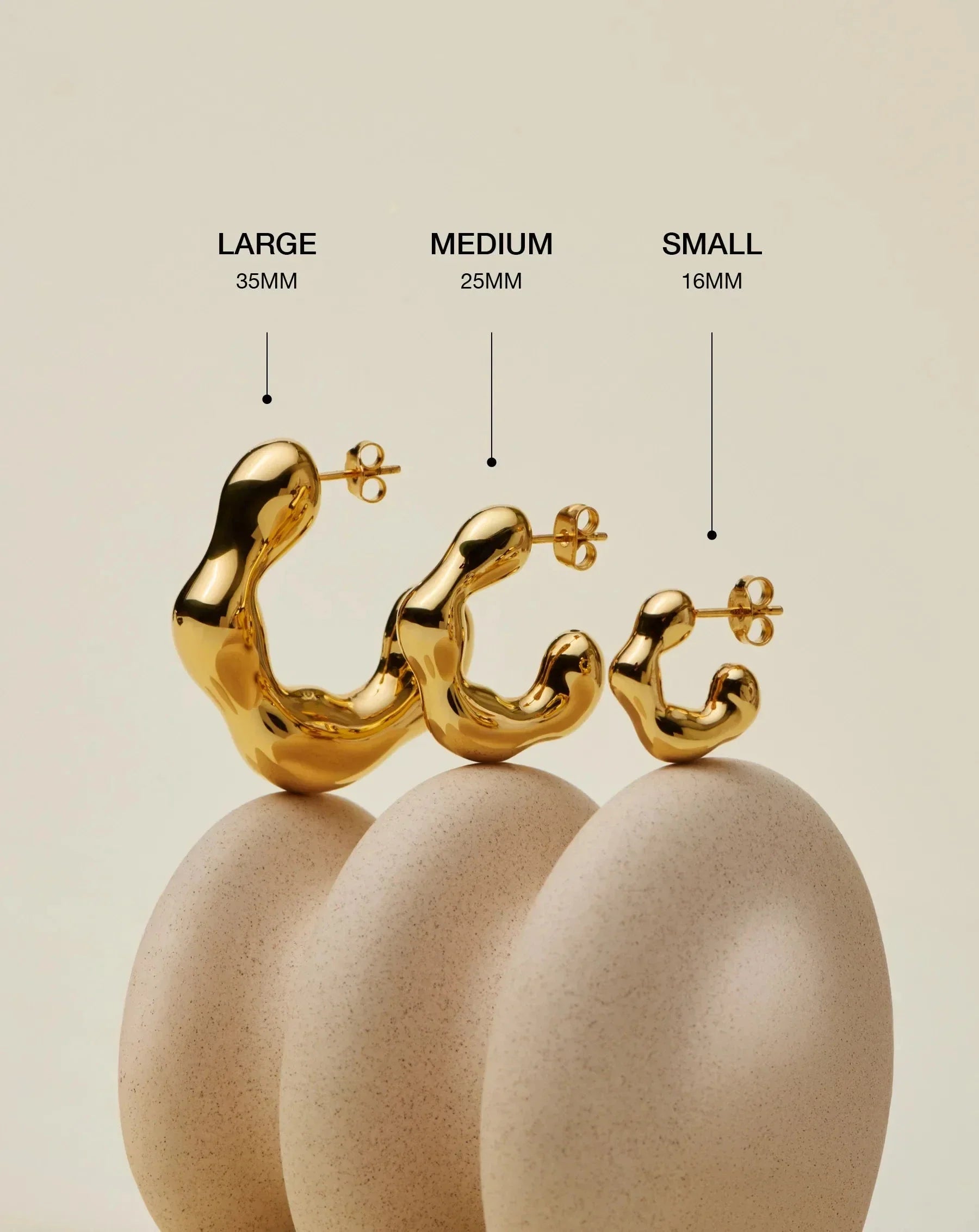 Eny Puffy Small Hoop Earrings | 18ct Gold Plated