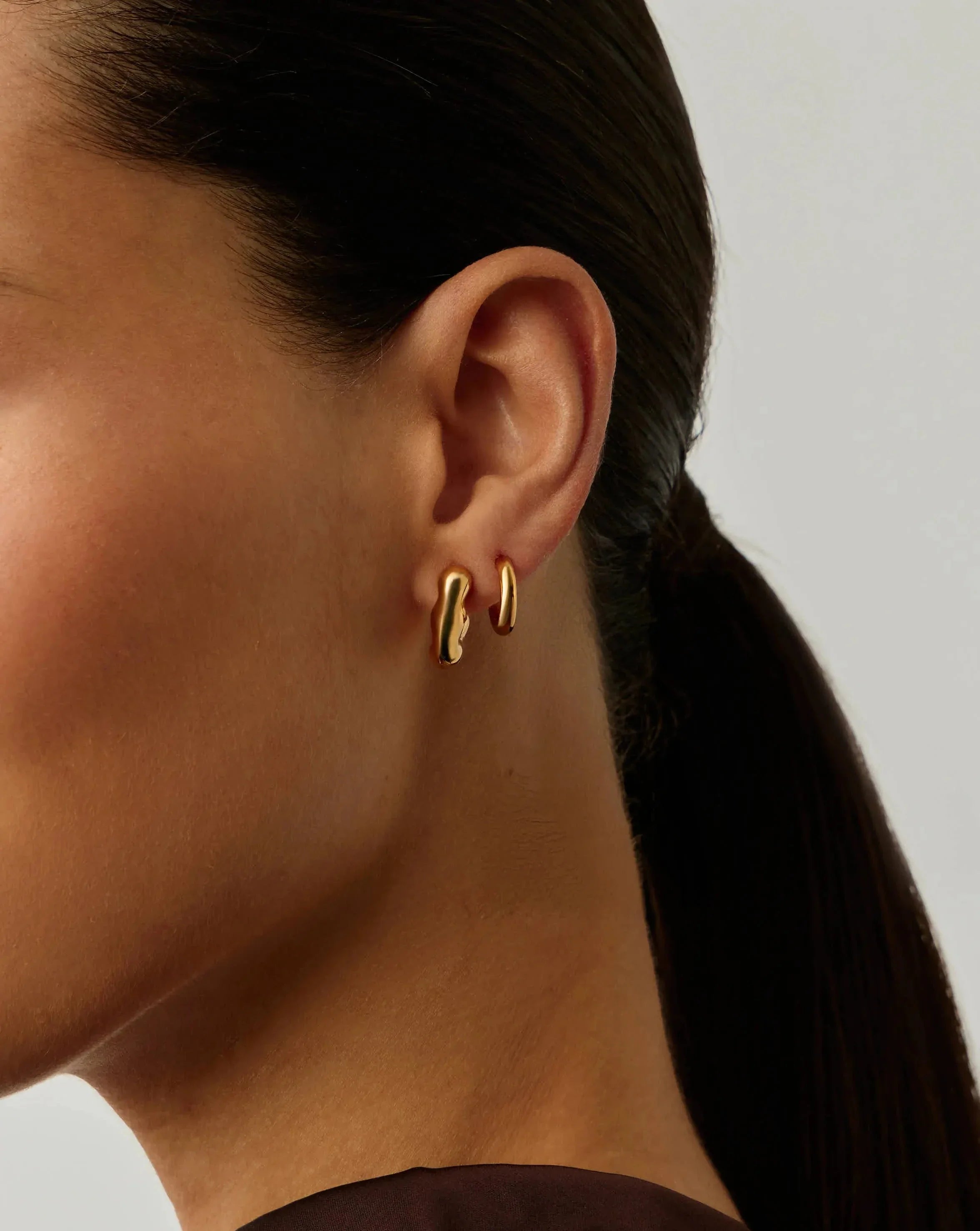 Eny Puffy Small Hoop Earrings | 18ct Gold Plated