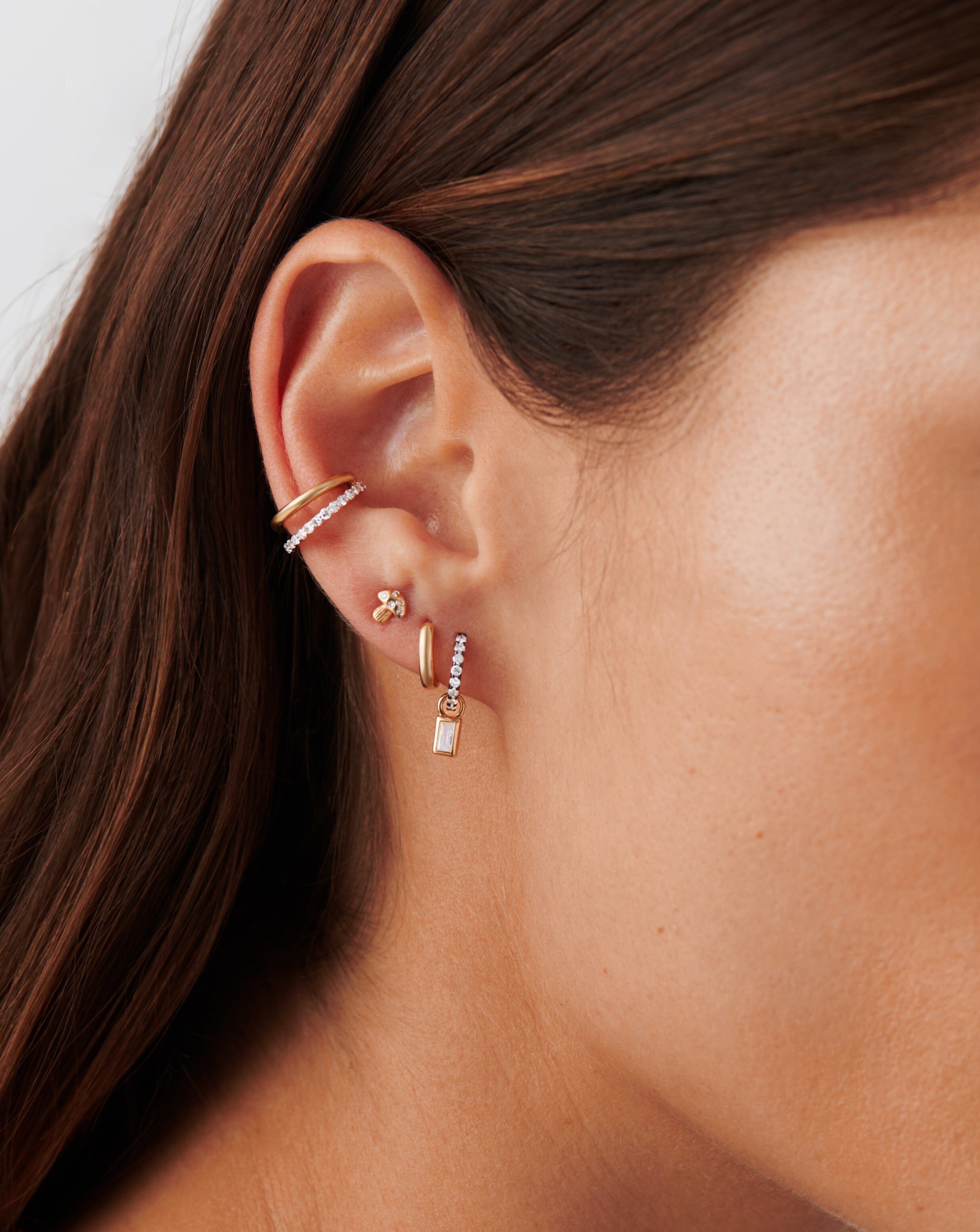 Solid Gold Diamond Mushroom Single Stud Earring