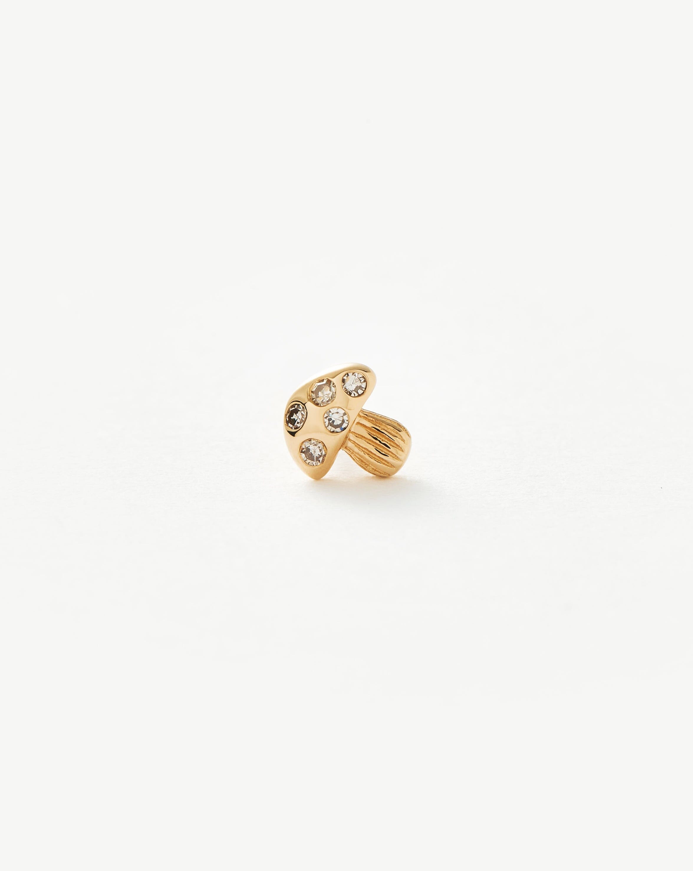 Solid Gold Diamond Mushroom Single Stud Earring