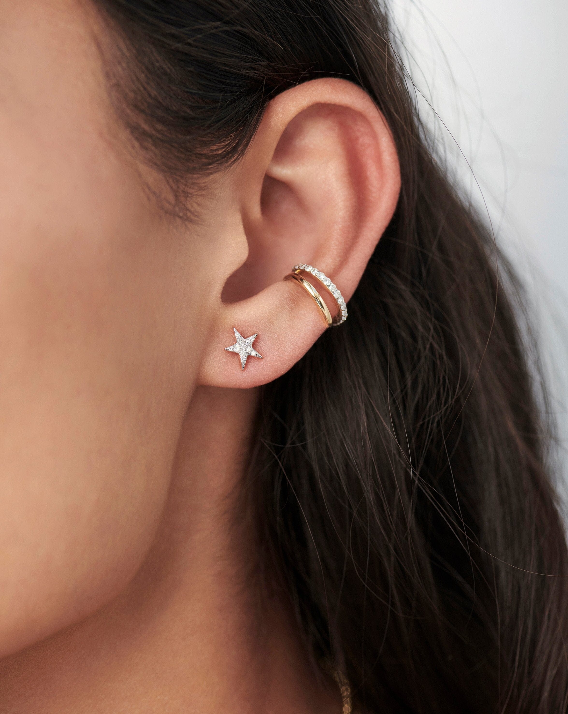 Solid Gold Diamond Small Star Stud Earrings | 14ct Solid Gold/Diamond