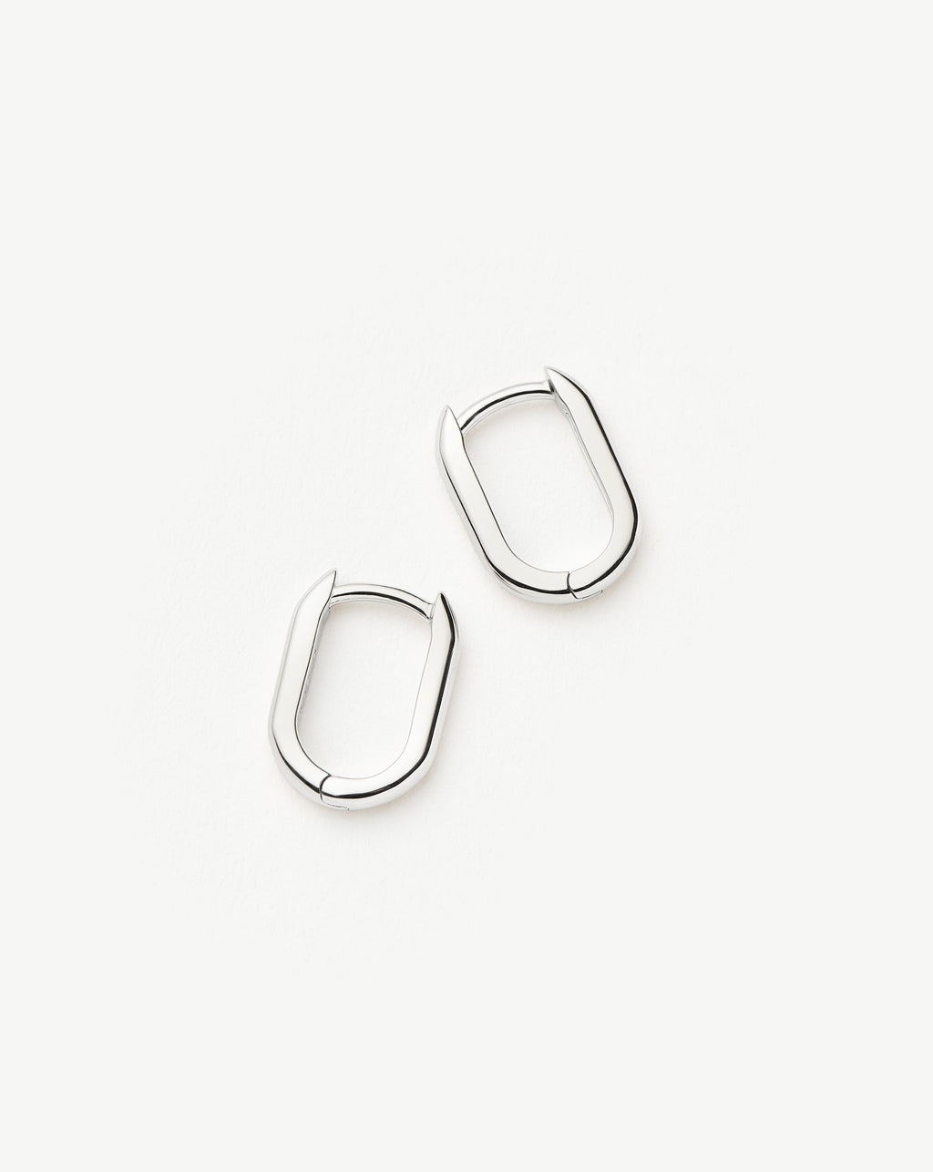 Solid Gold Ovate Mini Hoop Earrings | 14ct Solid White Gold