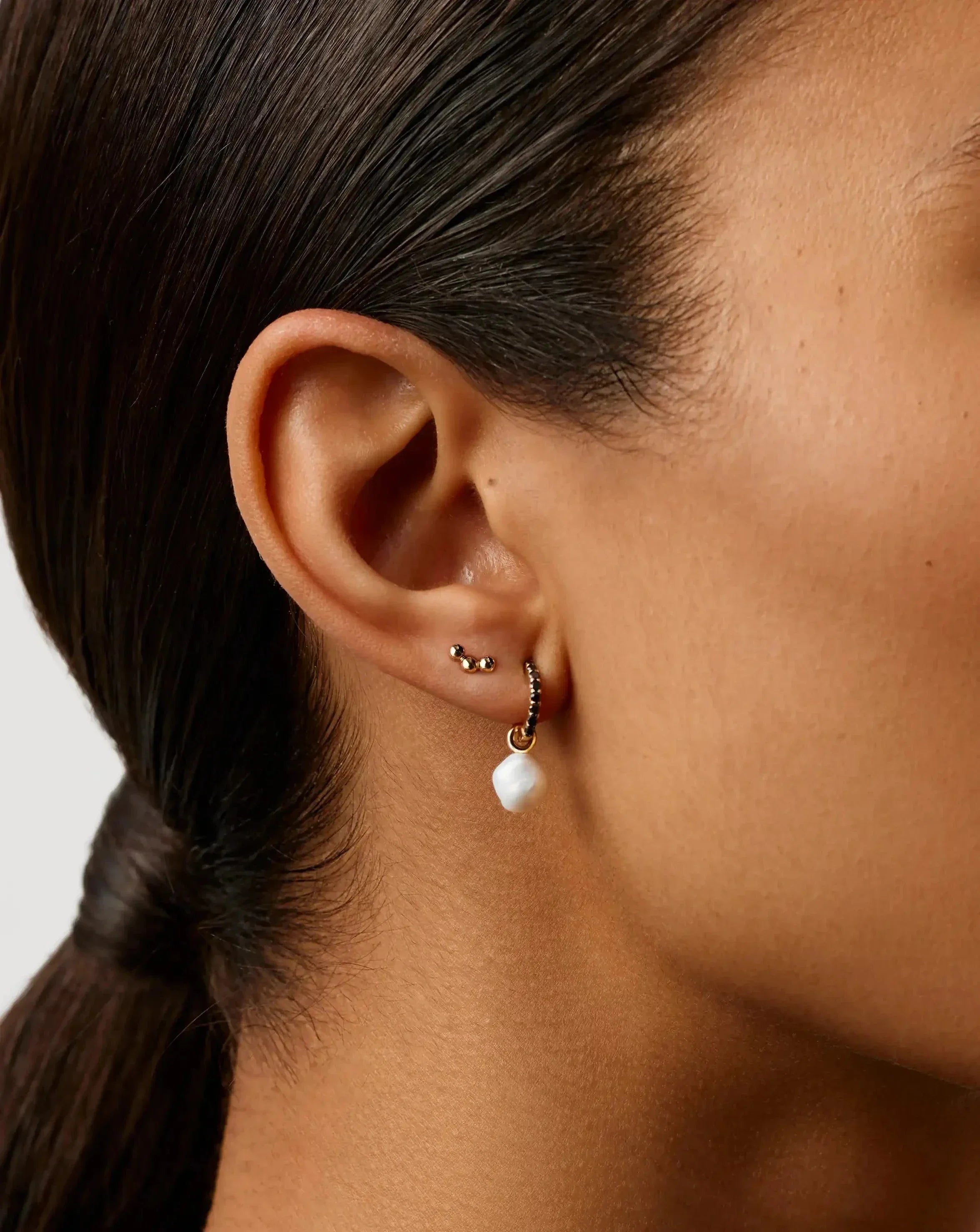 Solid Gold Trio Flat Back Stud Earring | 14ct Solid Yellow Gold