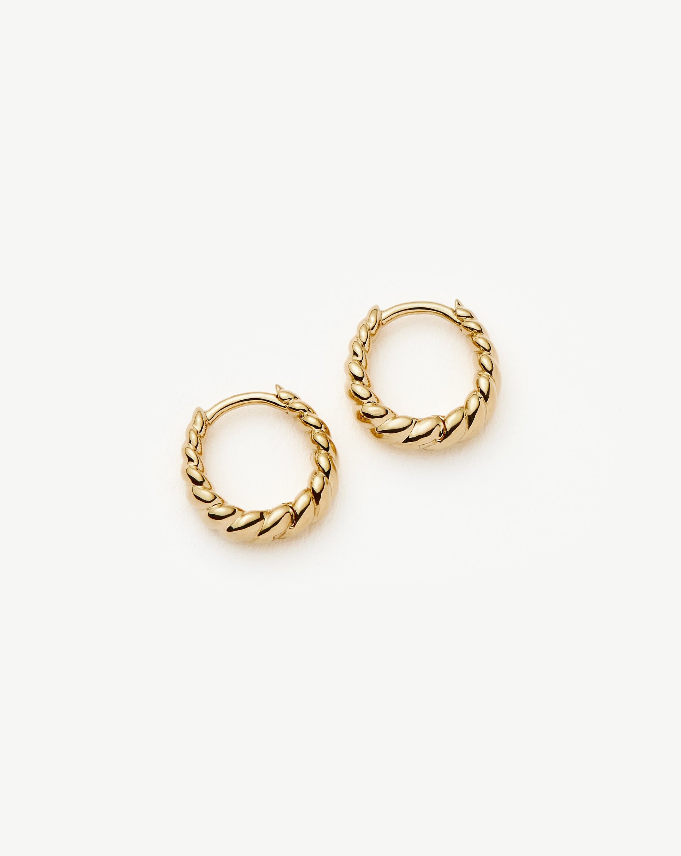 Solid Gold Twisted Huggies | 14ct Solid Gold