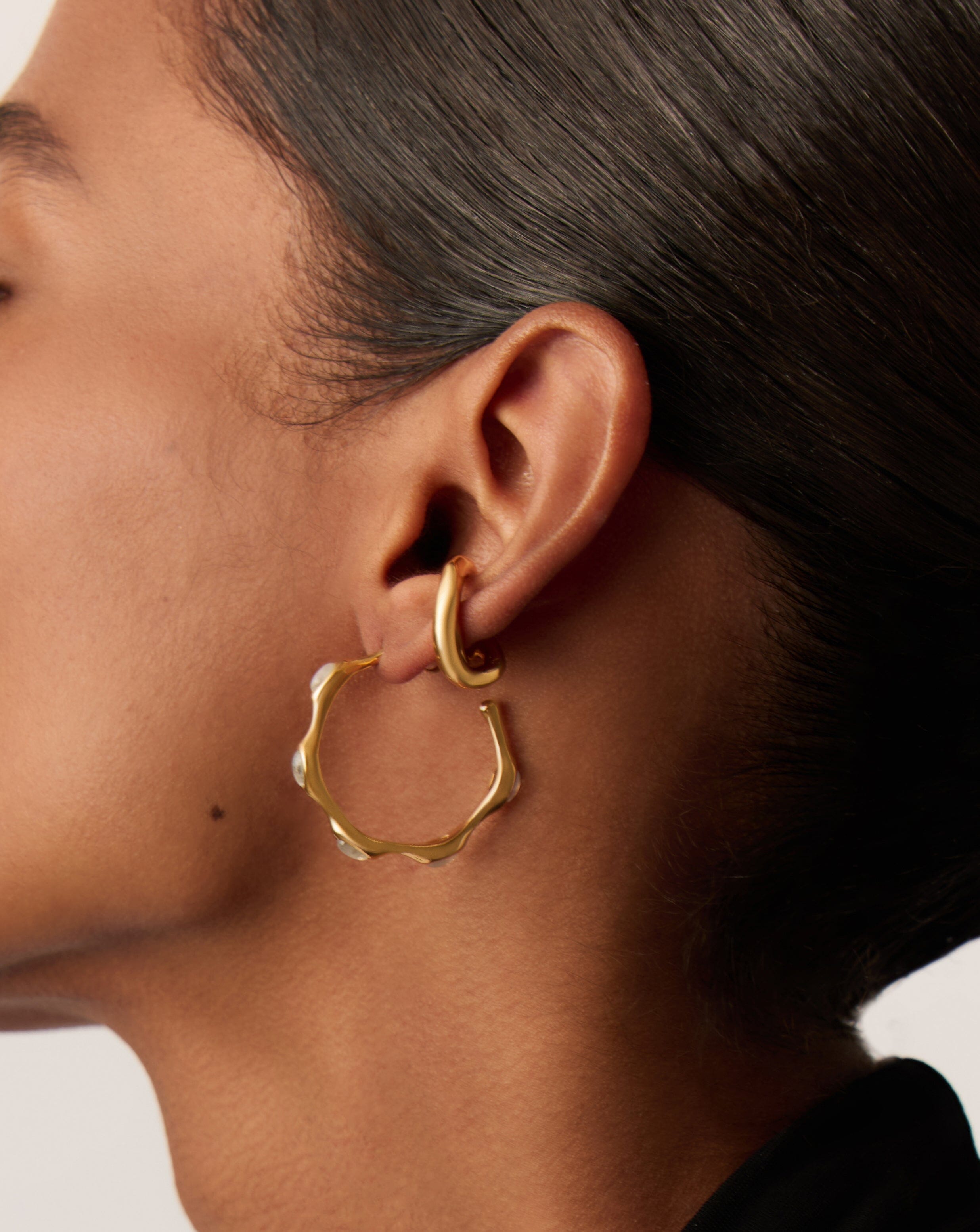 Magma Gemstone Medium Hoop Earrings | 18ct Recycled Gold Plated on Recycled Sterling Silver