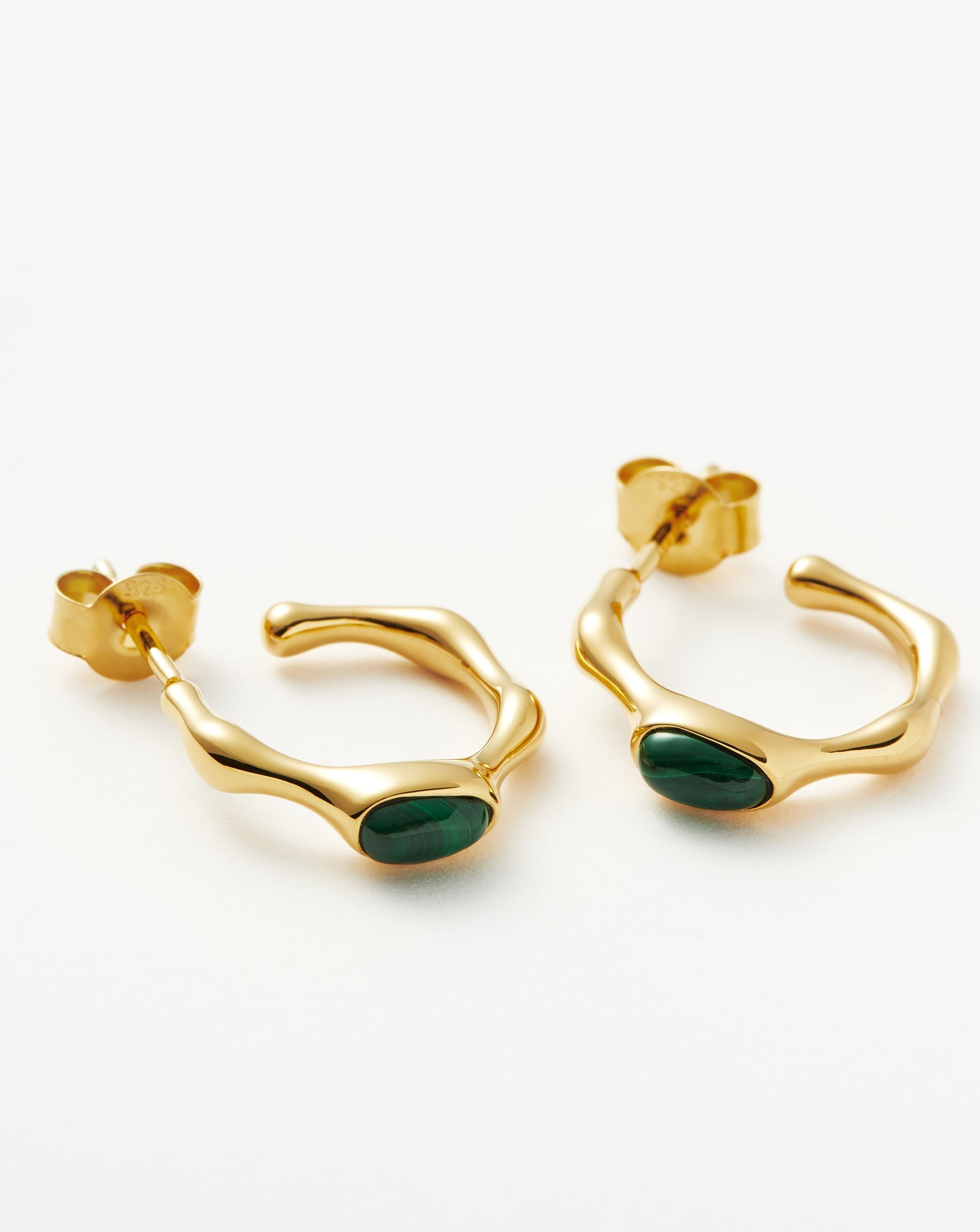 Magma Gemstone Small Hoop Earrings | 18ct Recycled Gold Vermeil on Recycled Sterling Silver