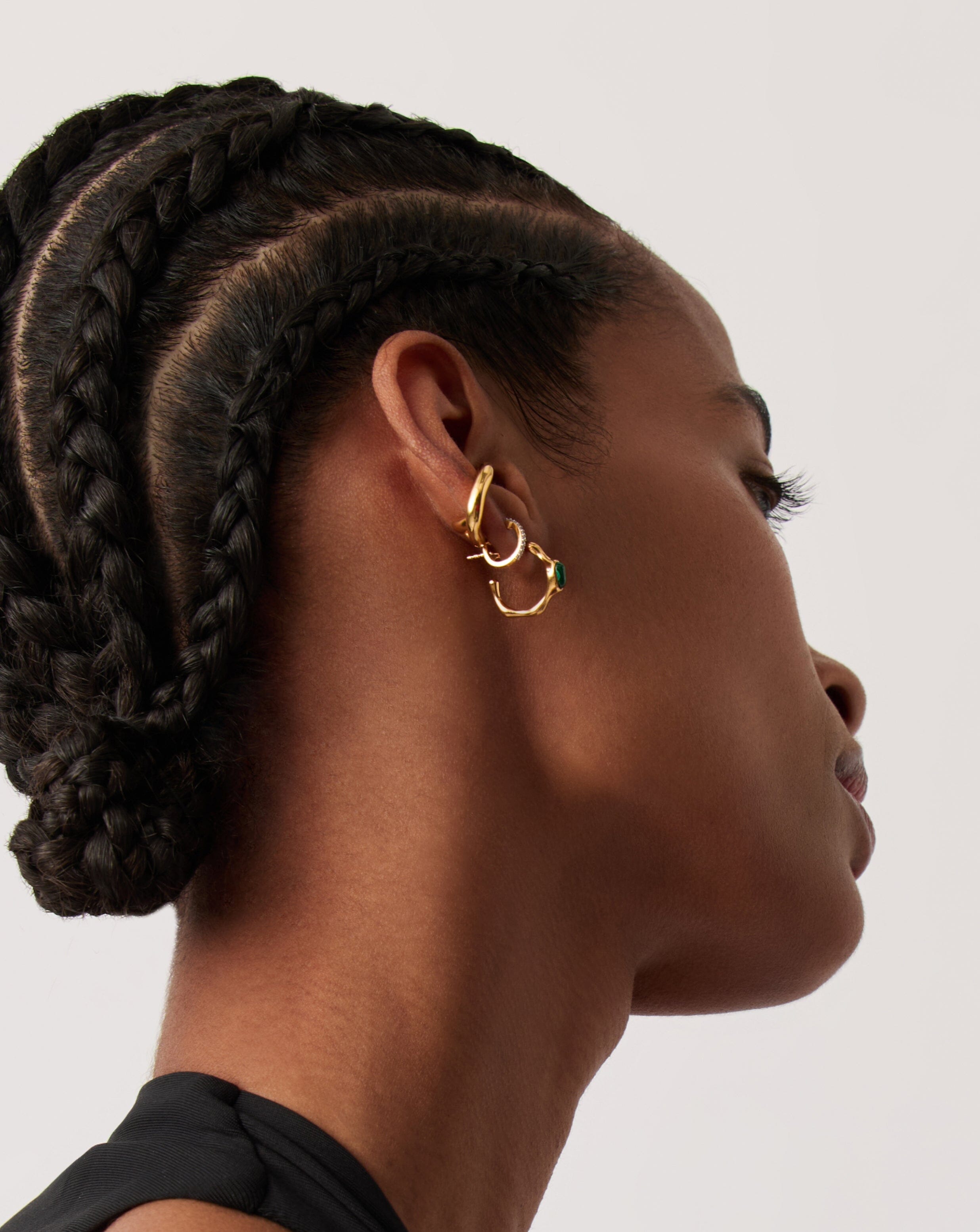 Magma Gemstone Small Hoop Earrings | 18ct Recycled Gold Vermeil on Recycled Sterling Silver