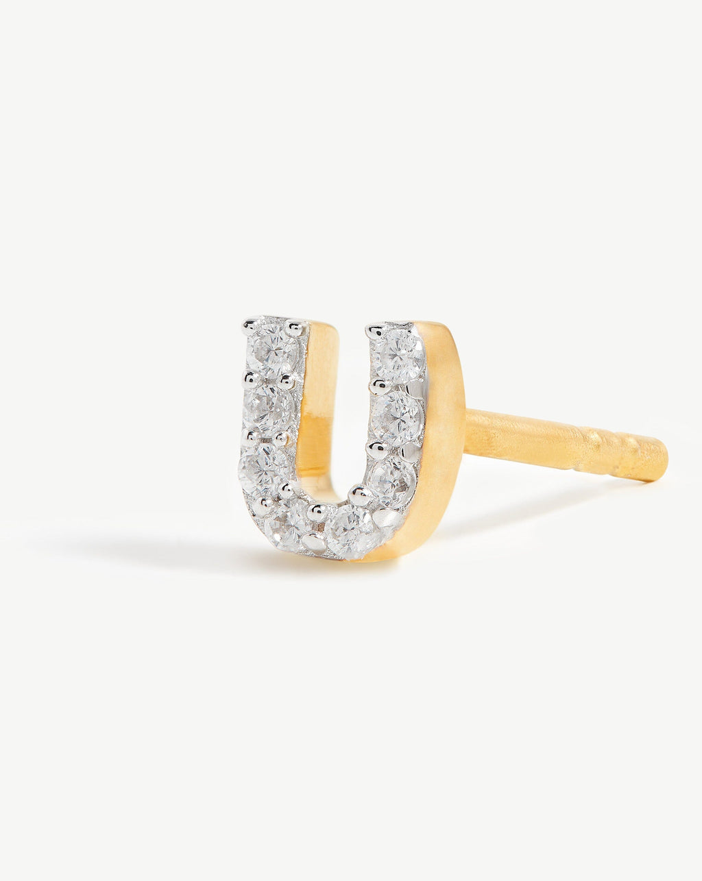 Pave Initial Single Stud Earring - Initial U | 18ct Gold Vermeil/Cubic Zirconia