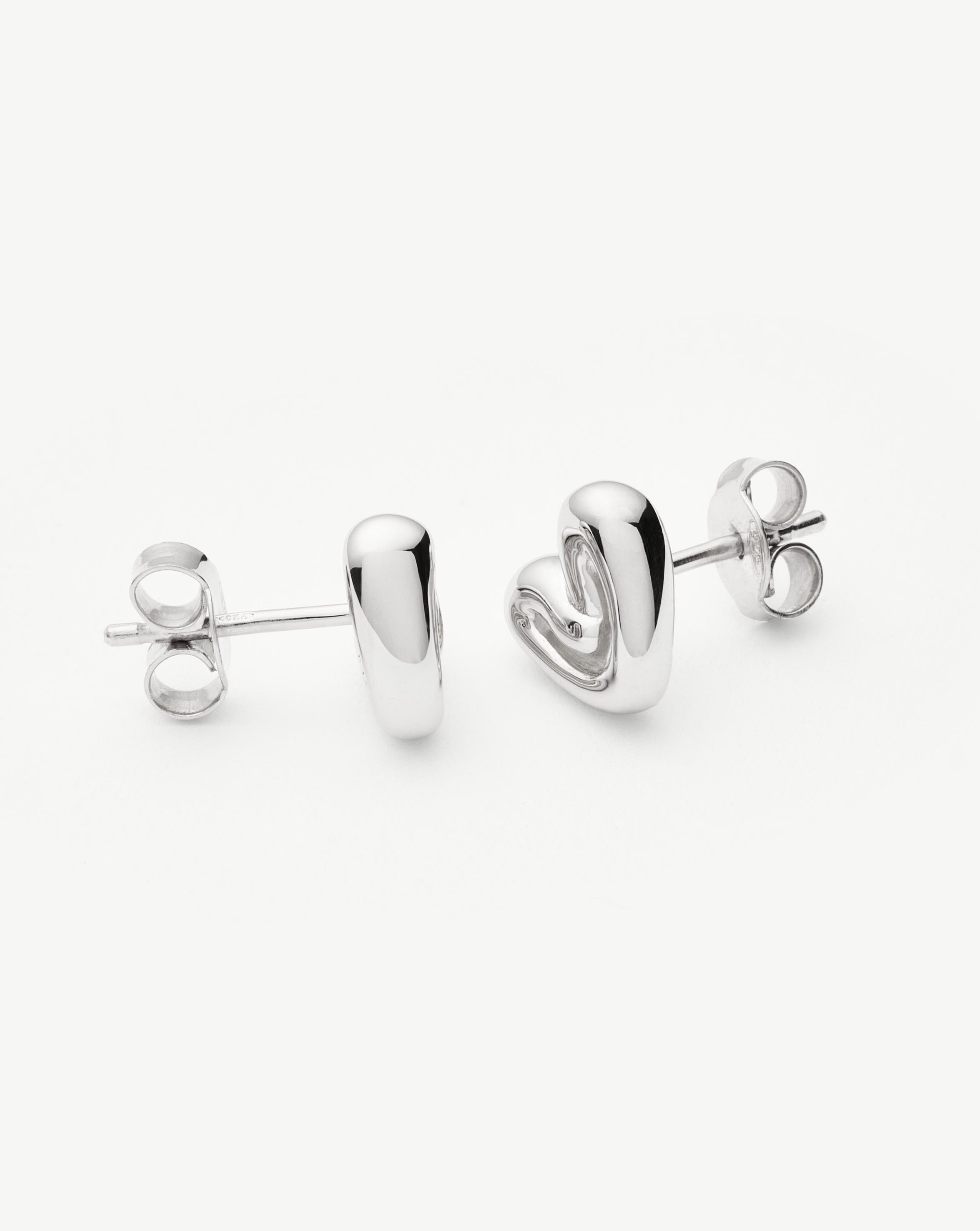 Puffy Heart Mini Stud Earrings | Sterling Silver