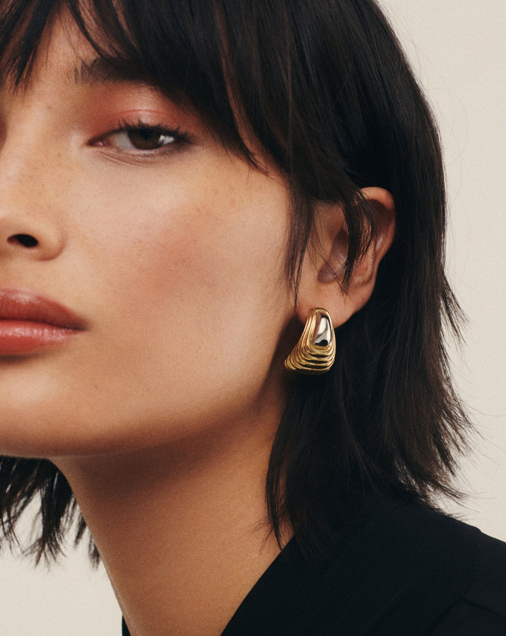 Ridge Oversized Earrings | Mixed Metal