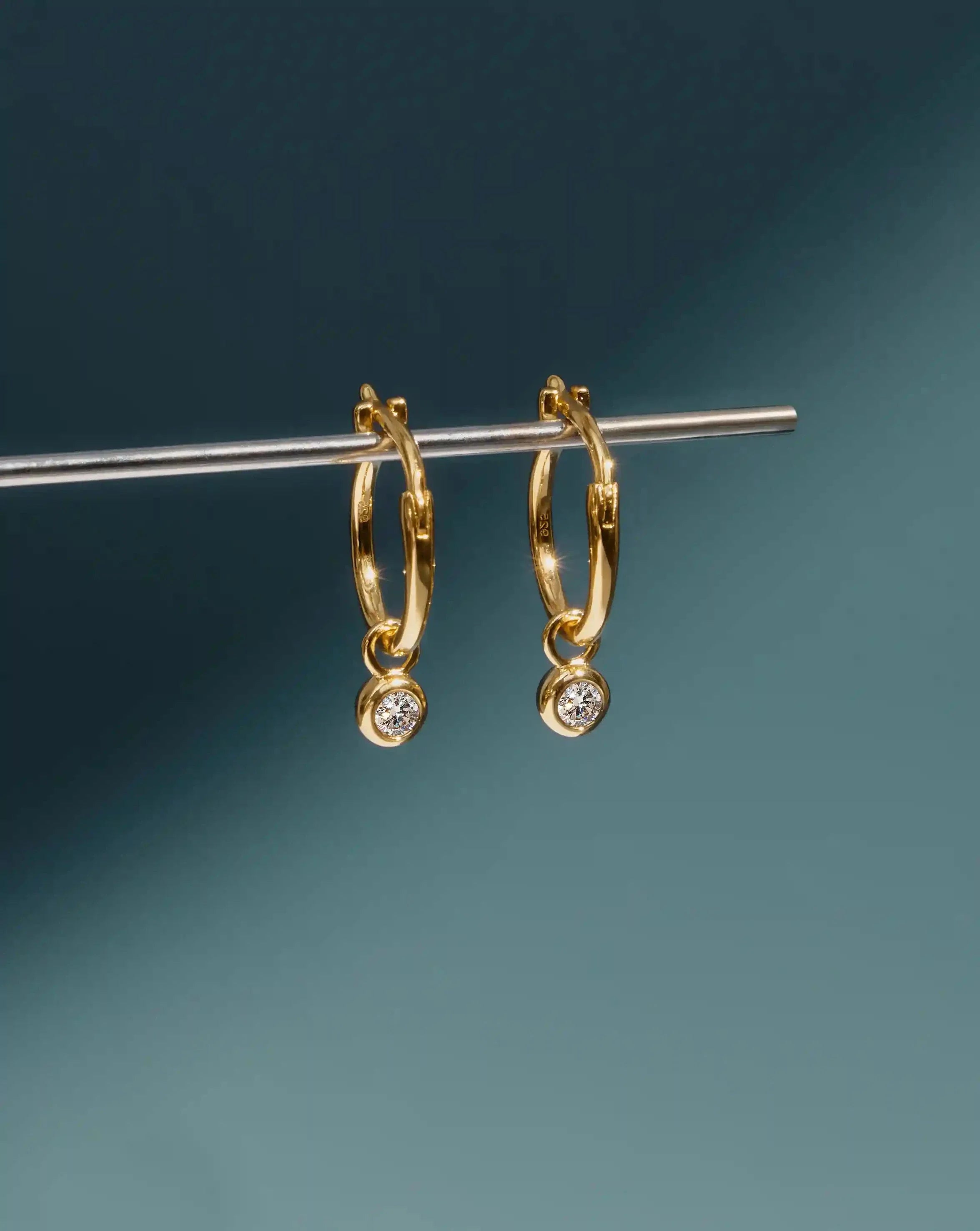 Tennis Charm Mini Hoop Earrings | 18ct Gold Vermeil/Cubic Zirconia