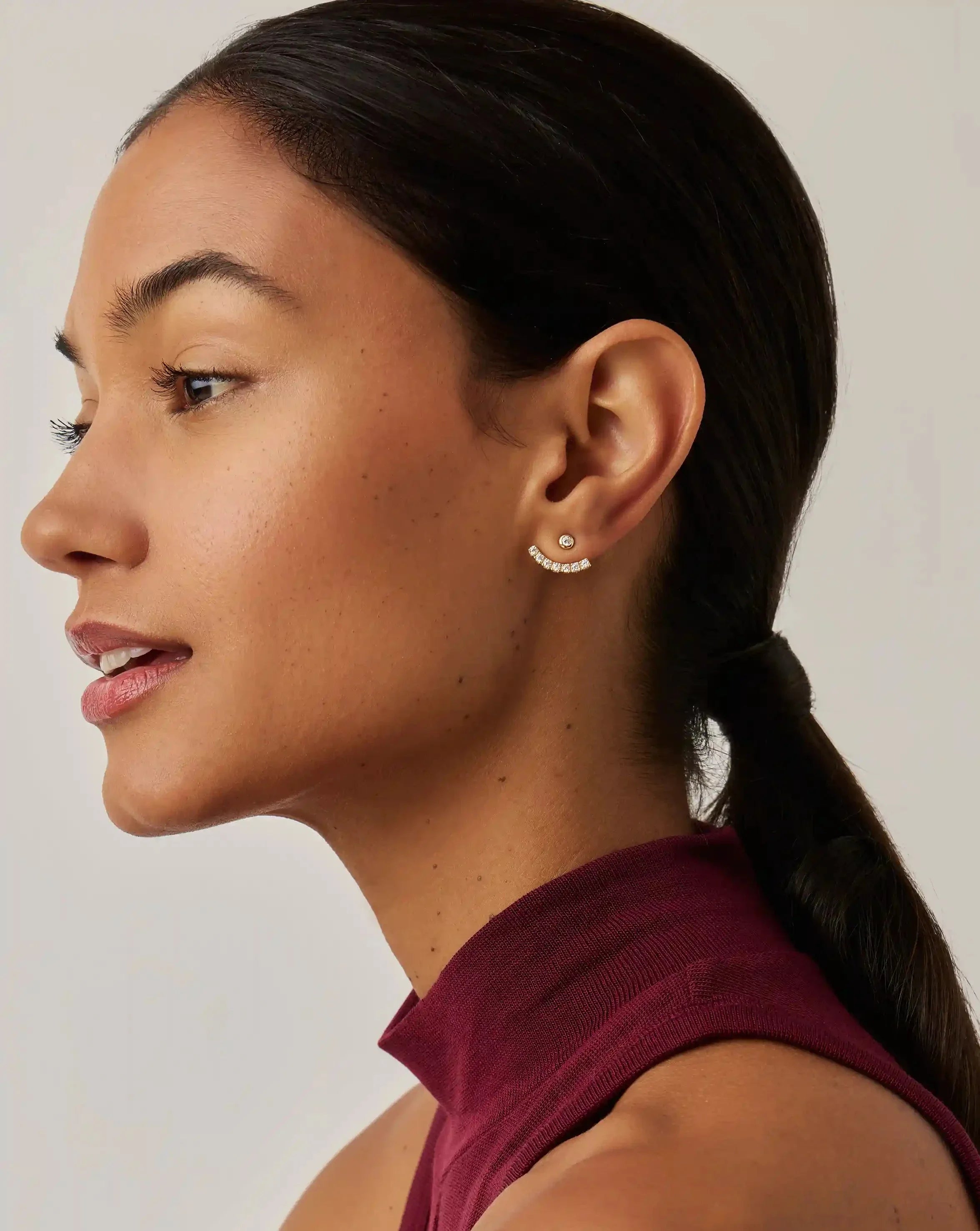 Tennis Ear Jacket Stud Earrings | 18ct Gold Vermeil/Cubic Zirconia