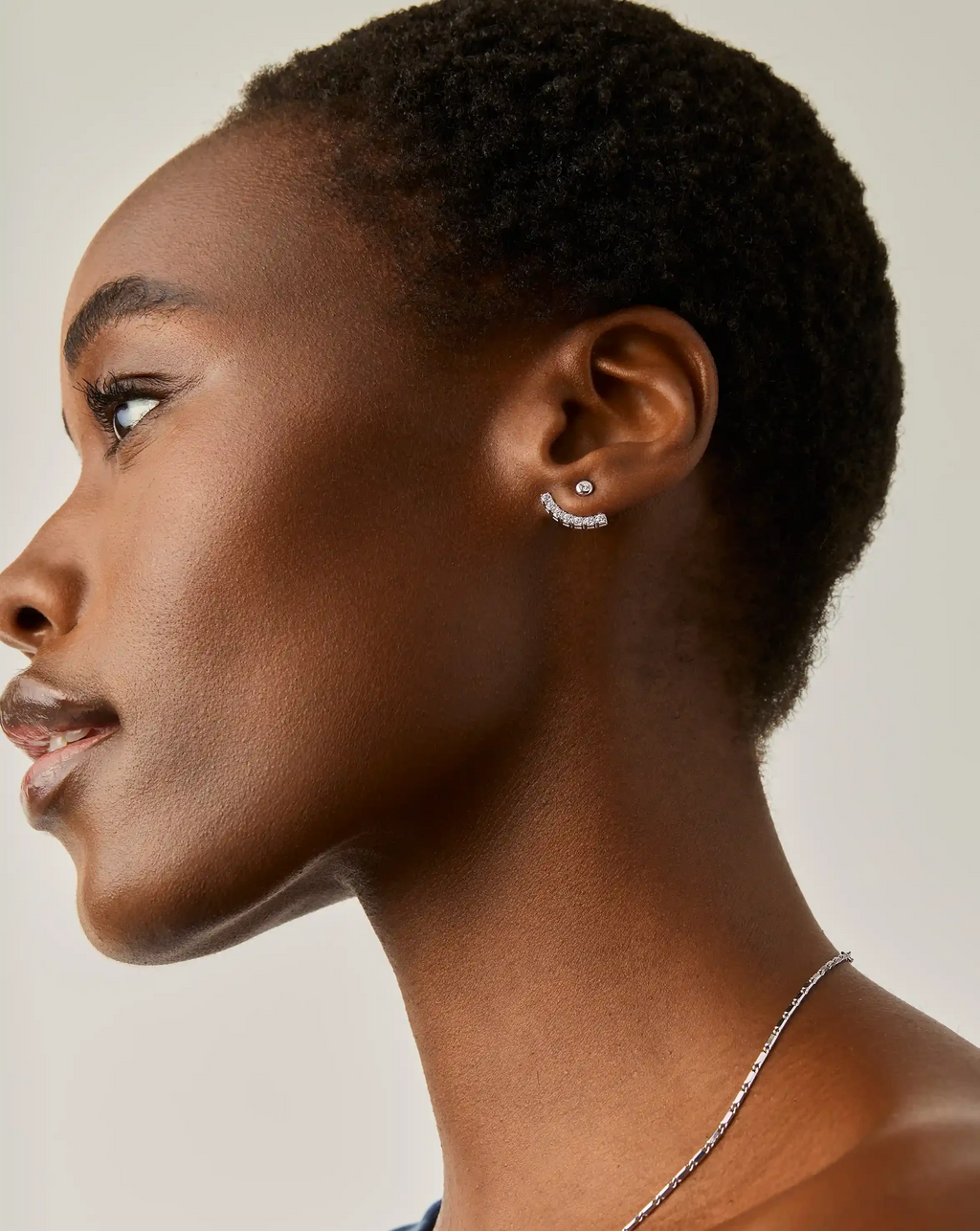 Tennis Ear Jacket Stud Earrings | Sterling Silver/Cubic Zirconia