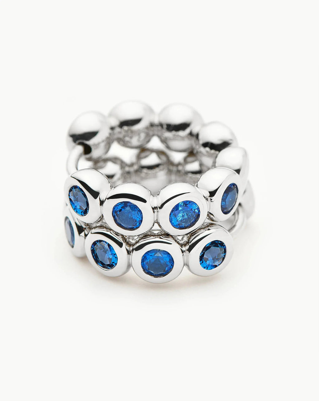 Tennis Small Hoop Earrings | Sterling Silver/Sapphire Blue Nano-crystal